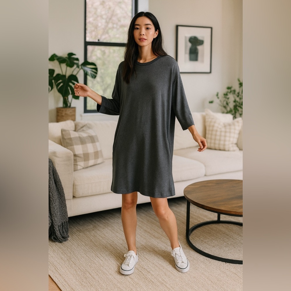 Aritzia Wilfred Free Cober T Shirt Dress in Charcoal Gray Size Small